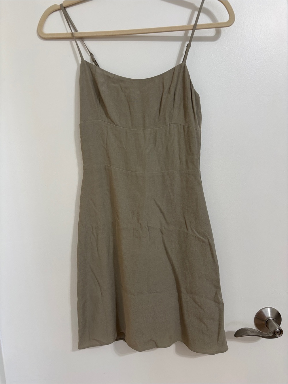Aritzia Sunday Best Olive-Green Slip Mini Dress with Adjustable Straps